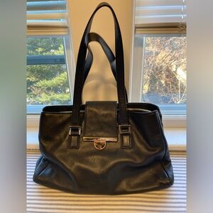 DKNY Black Pebbled Leather Purse Bag with Gold Hardware